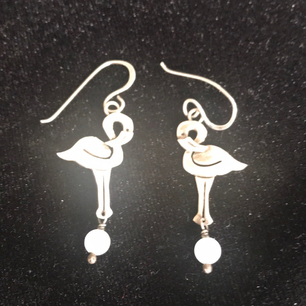 Sterling silver flamingo earrings